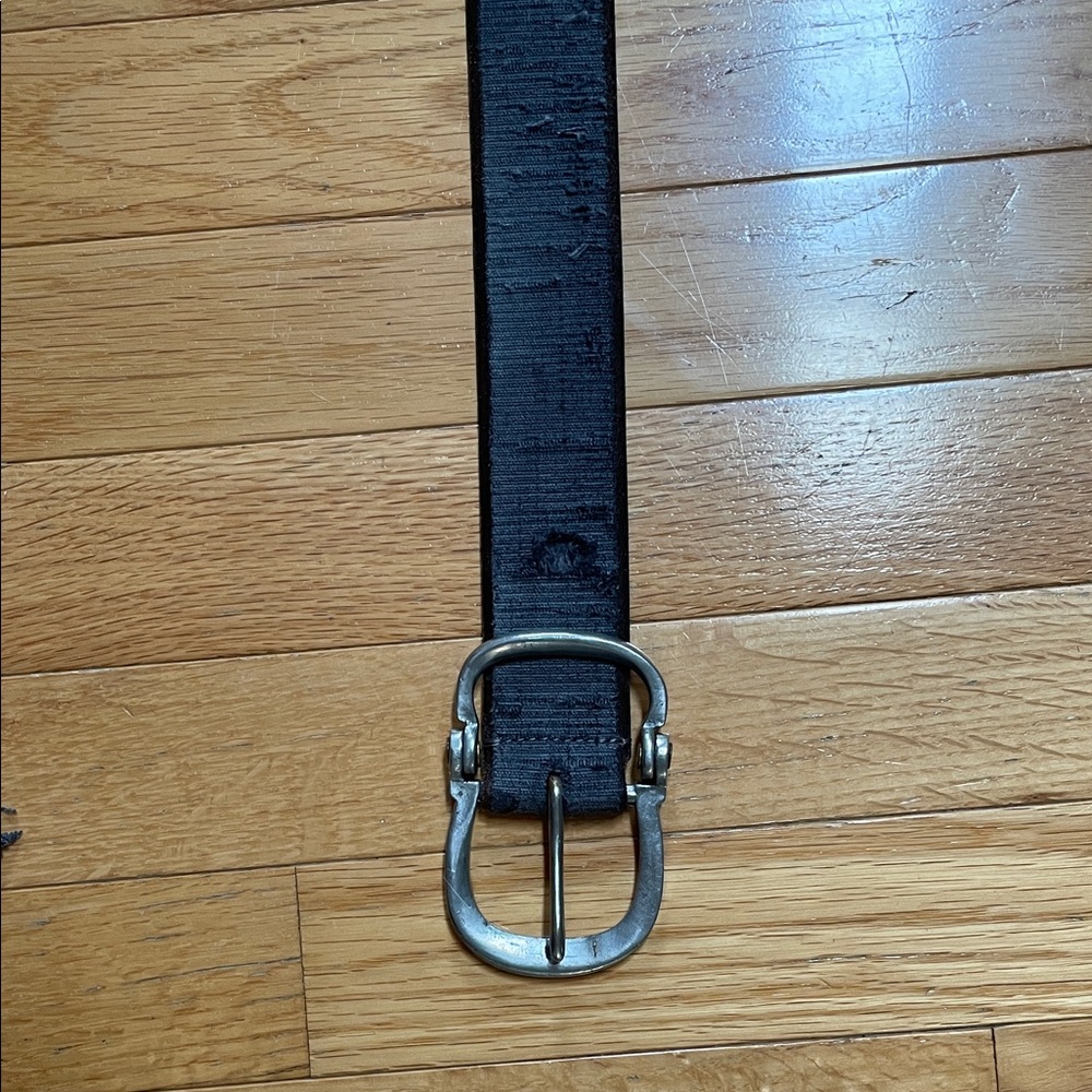 John Varvatos Men's Black Belt with solid pewter Silver Buckle